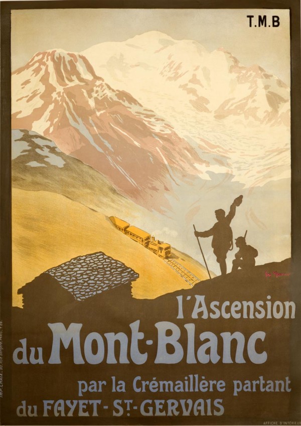 French Vintage Ski Poster for Mont-Blanc  Print